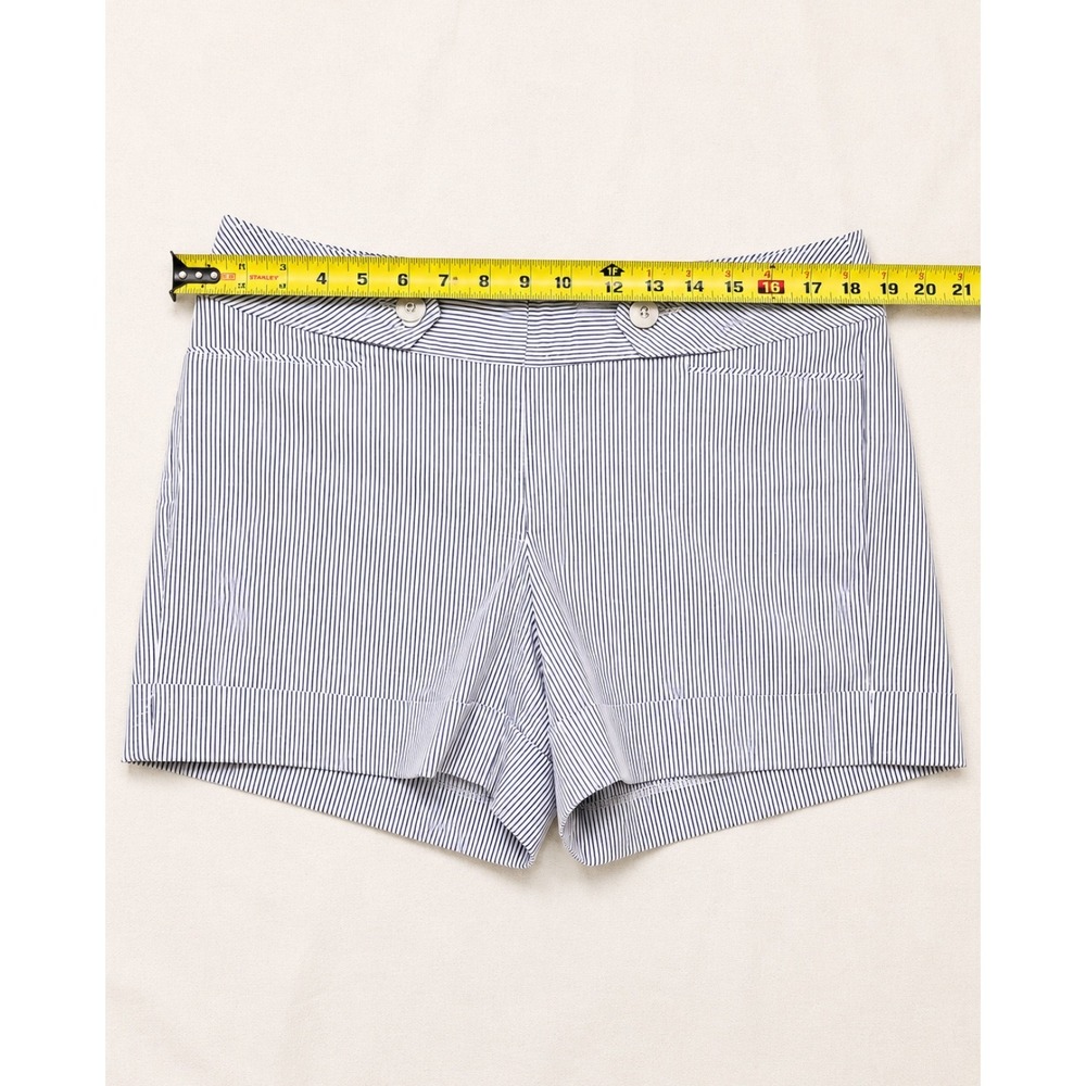 White House Black Market Navy White Pinstripe Cuffed Shorts Size 12 NWT - Picture 3 of 6